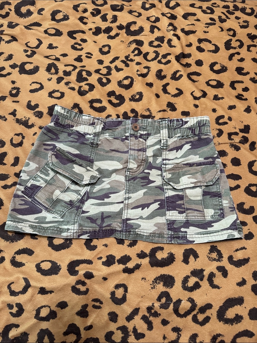 BDG Camo Mini Skirt in Olive and Beige